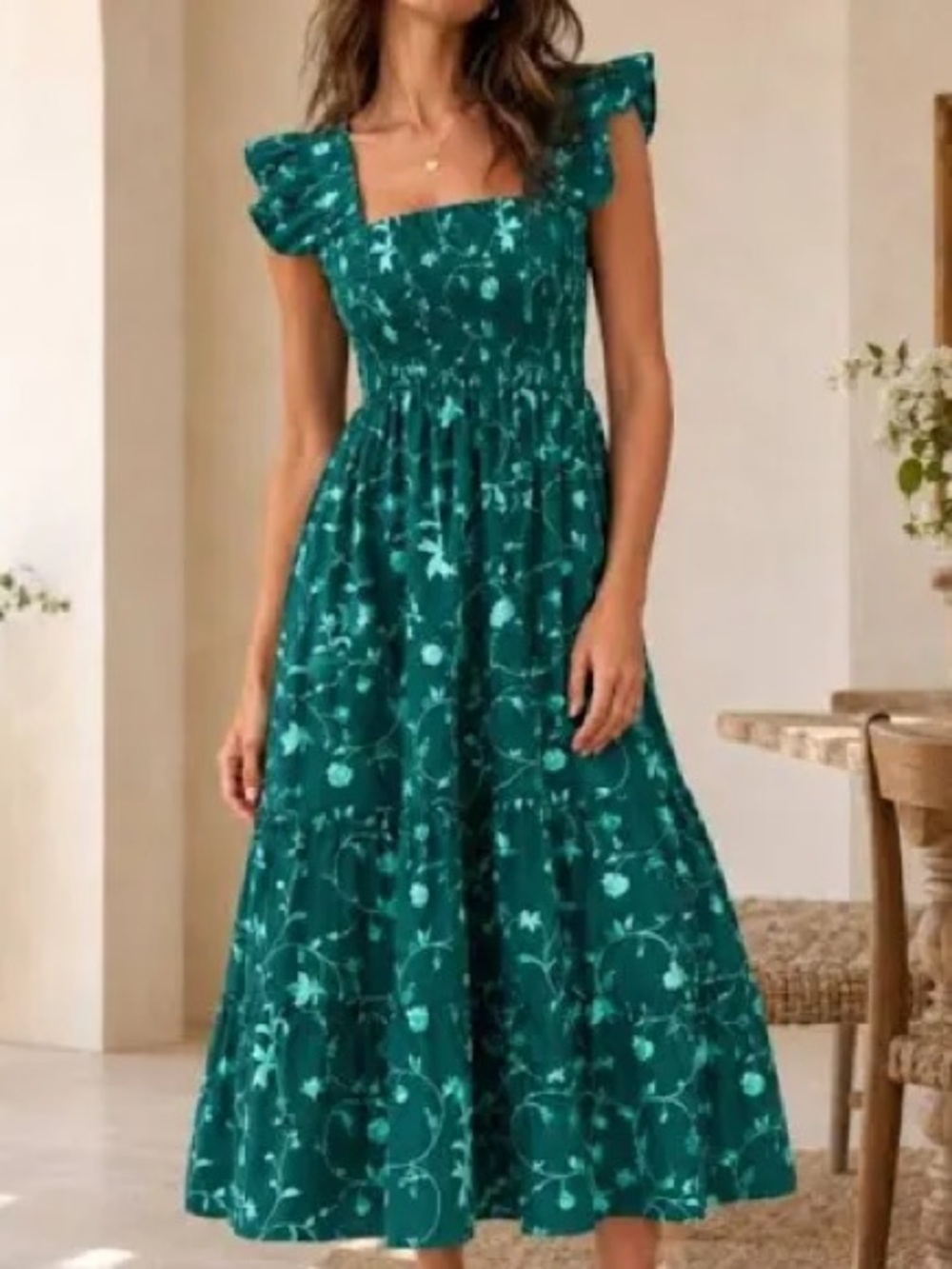 Hill House Home Ellie Nap Dress - Emerald Botanical - Excellent Condition